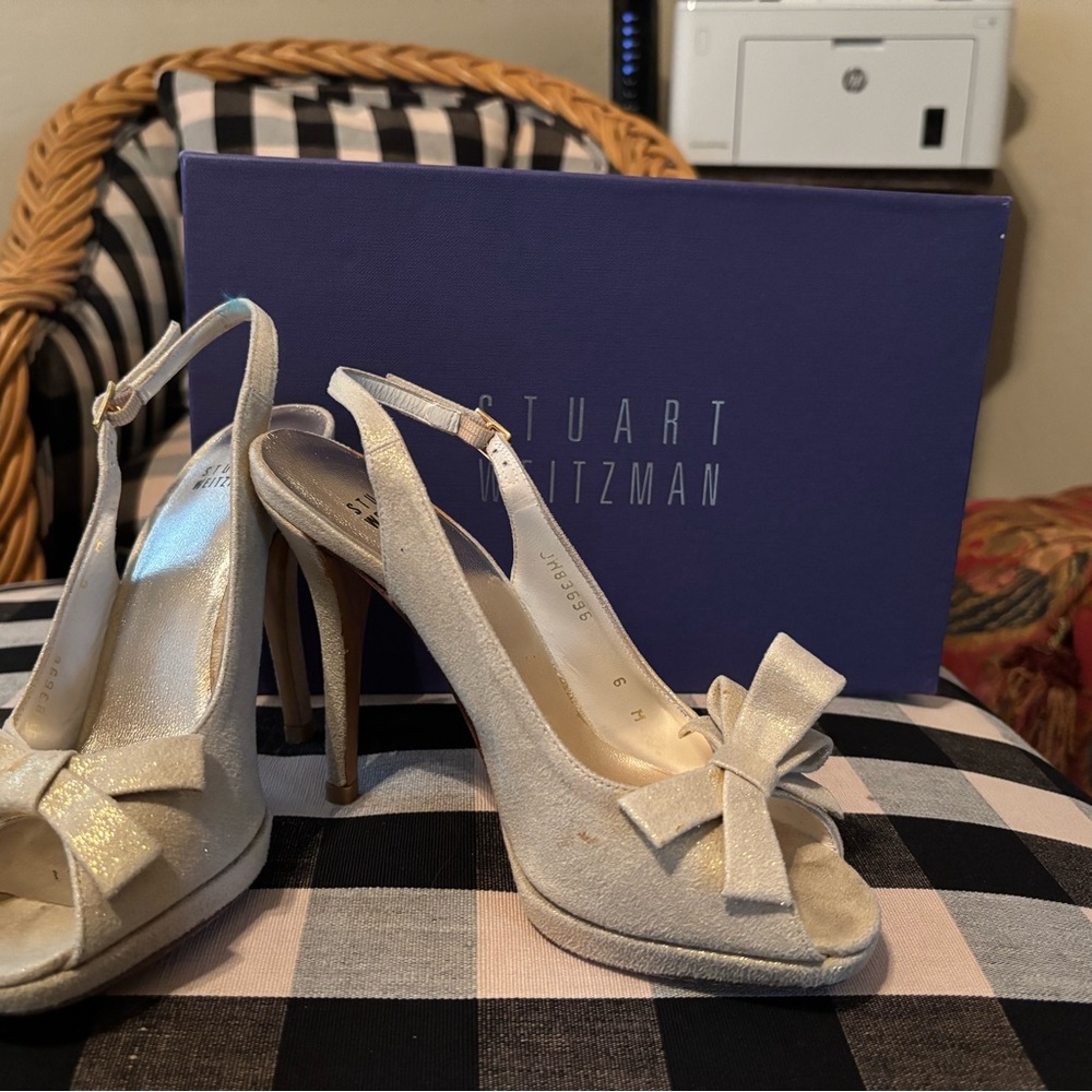 Stuart Weitzman Cream Strappy Heels